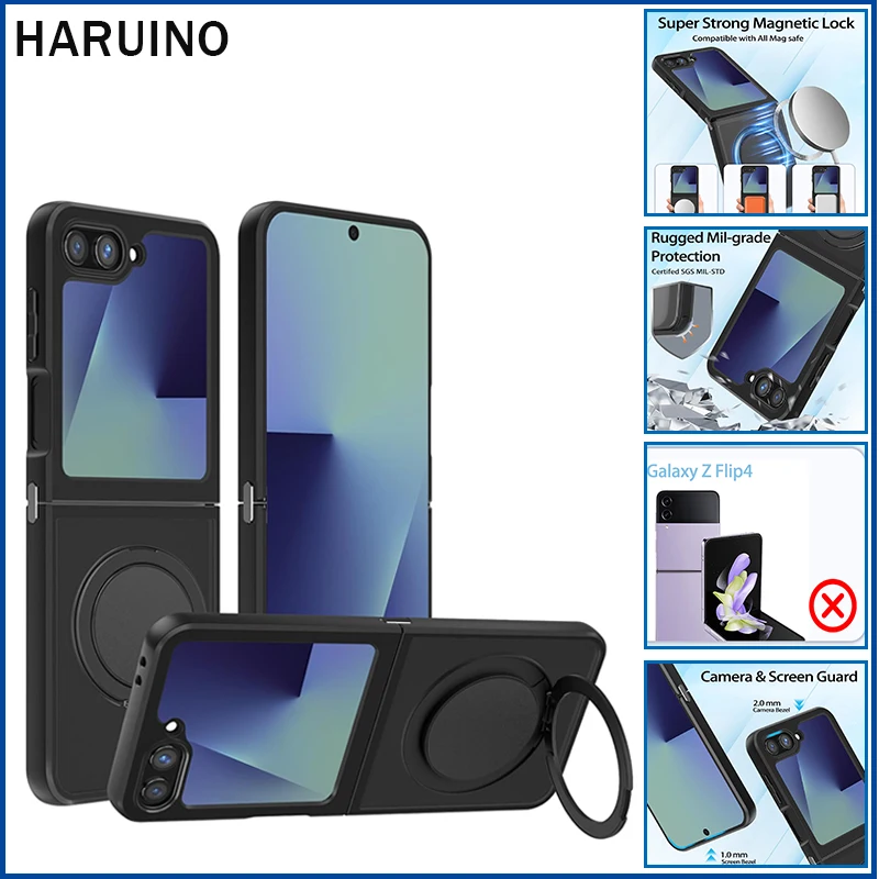 

HARUINO For Samsung Galaxy Z Flip6 360 Degree Rotating Magnetic Bracket With Camera Protection Phone Case