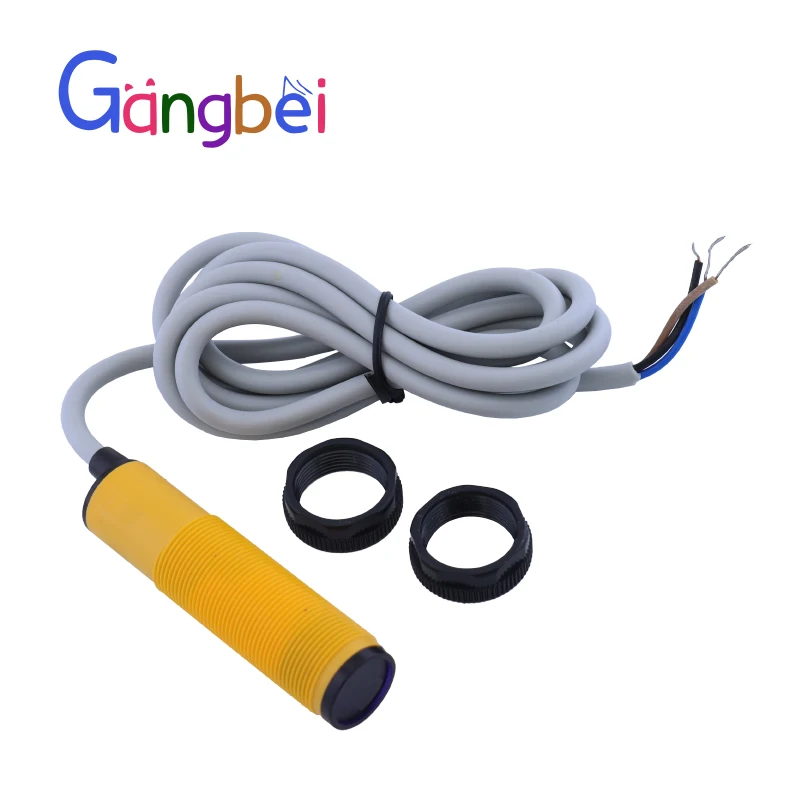 E3F-DS5C4/B2/P1/P2/Y1,Y2/N12/P12 Sensor Fotoelétrico de 5 cm, NPN Normalmente Aberto M18 DC Três Linha
