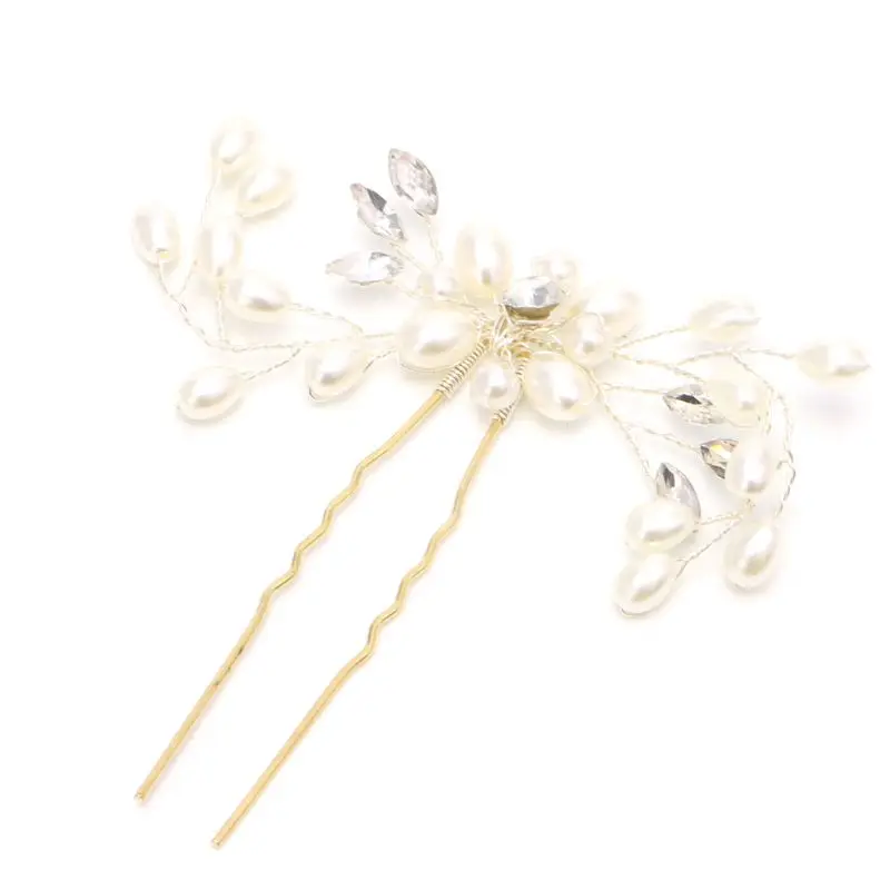 ZB for Rhinestone Pearl U-shaped Metal Hair Pins Clips Barrettes Wedding Hairpins Styling Accessories for Bridal Bridesmaid