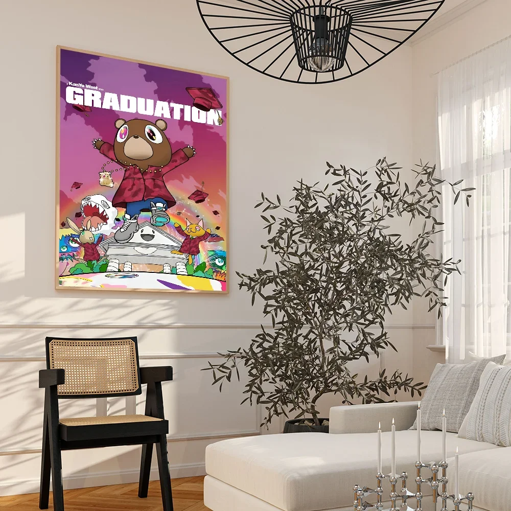 Modern Pop Wall Art Hip-Hop Rapper Kanye West Poster Movie Sticky Posters Retror DIY Room Bar Cafe Aesthetic Art Wall Painting