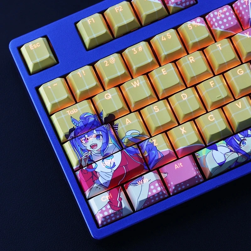 

108 Keys PBT 5 Sides Dye Subbed Keycaps Cartoon Anime Gaming Key Caps Backlit Keycap For Pretty Derby Twin Turbo