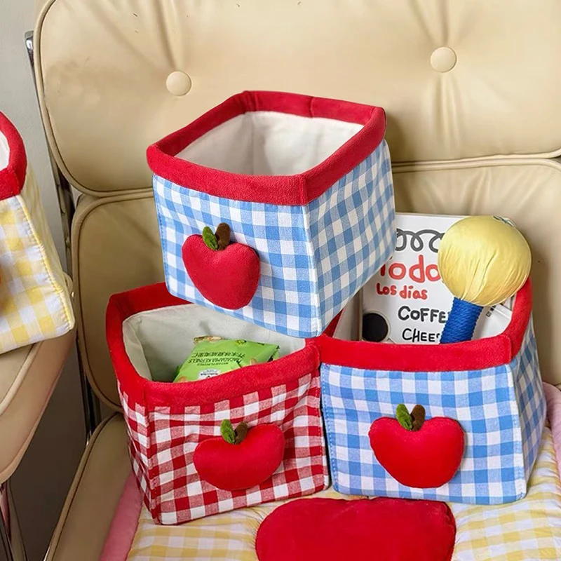 Korea Storage Basket Cute Apple Foldable Storage Organizer Miscellaneous Basket Home Bedside Table Snack Box Christmas Supplies