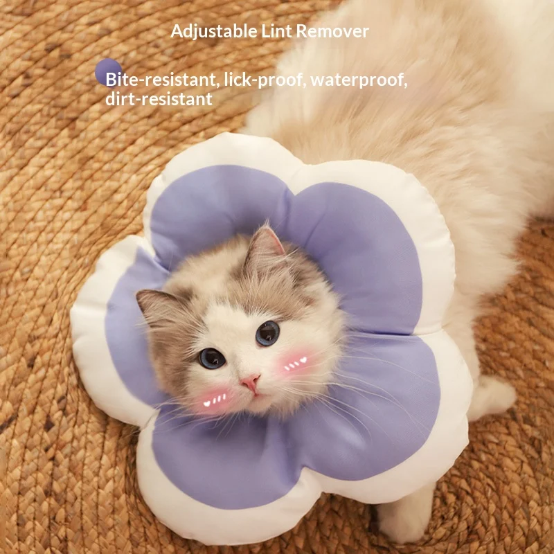

HOOPRT Cat Flower Elizabeth Cotton Neck Pet Collar Adjustable Anti-Bite Surgery Cute Solar Flower Neck Cone Beauty Head Cover