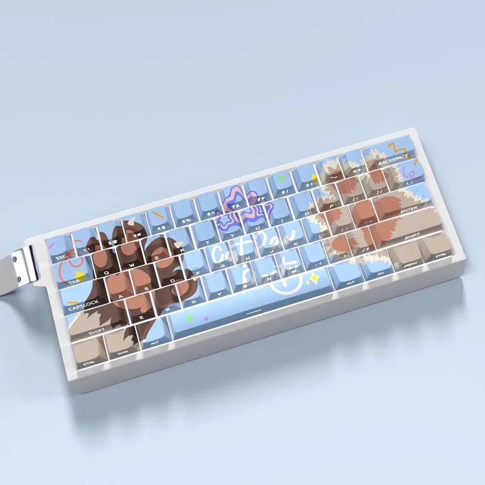 74 Keys/set Cat Claw Party Keycaps PBT Side Printed Backlit Cartoon Gaming Key Caps Cherry Profile Keycap For 60 61 65 67 68