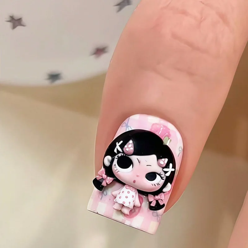 Niedliche Cartoon-Mädchen 3D-Silikonform für Nägel, DIY-Puppe, Hase mit Brille, Nagelkunst-Deko, Gießform für Kunstharz, Maniküre-Zubehör – Detail 2