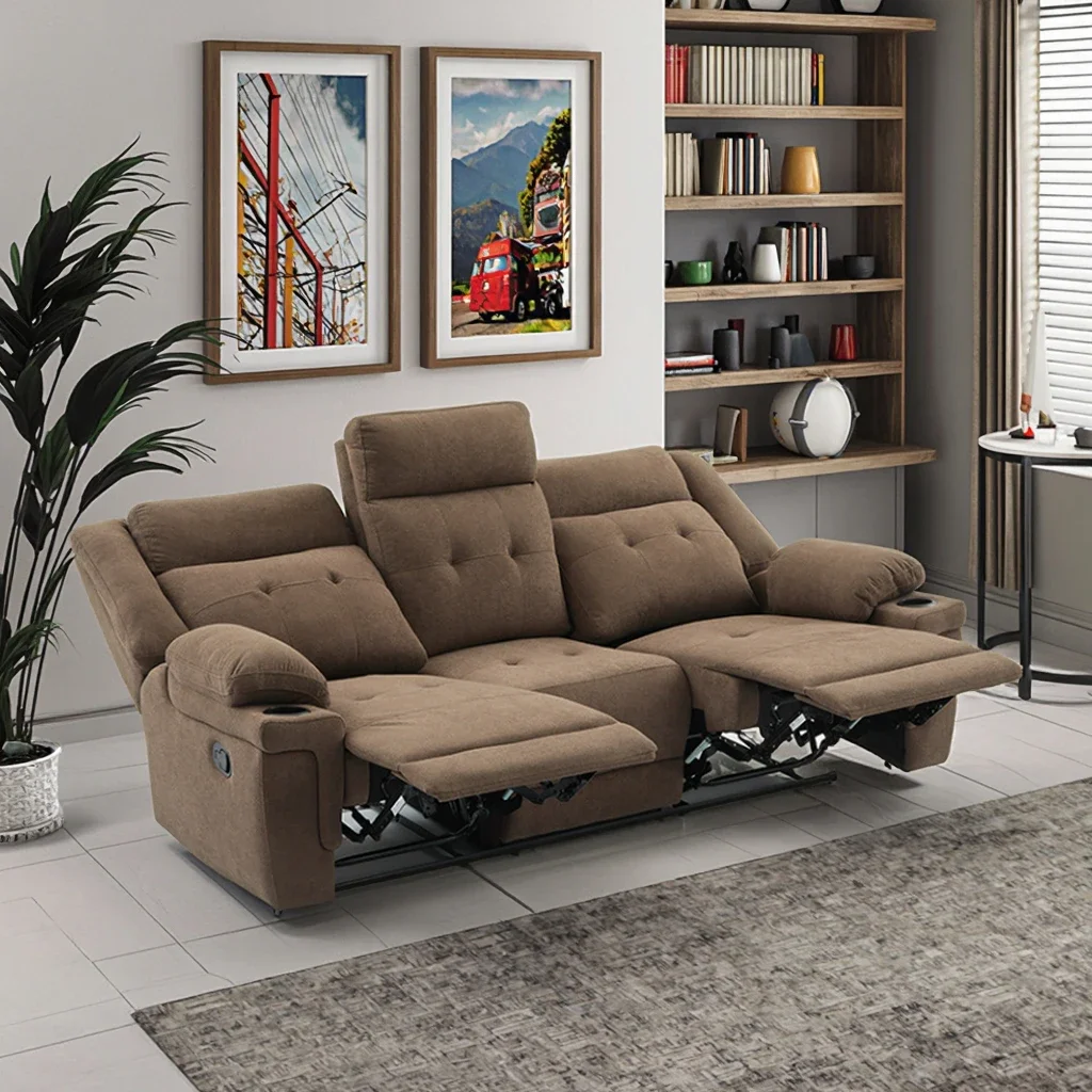 

Customizable Fabric Manual Recliner Sofa Set 3+2+1 Modern Design Extendable Massage Feature Hot Sale for Living Room Wood/Metal