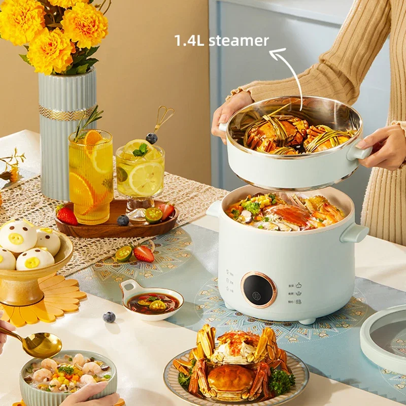 FirmHome Store2.0L Electric Rice Cooker Cooking Pot Mini Multicooker Lunch Box Rice Cookers Hotpot Non-stick Electric Skillet Fo