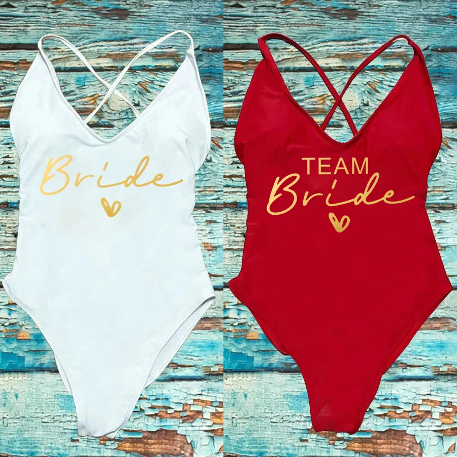 Sexy Padded One Piece Swimsuit Women Team Bride Swimwear Bikini Summer Bathing Suit Plus Size Beachwear Bachelorette Party Lady