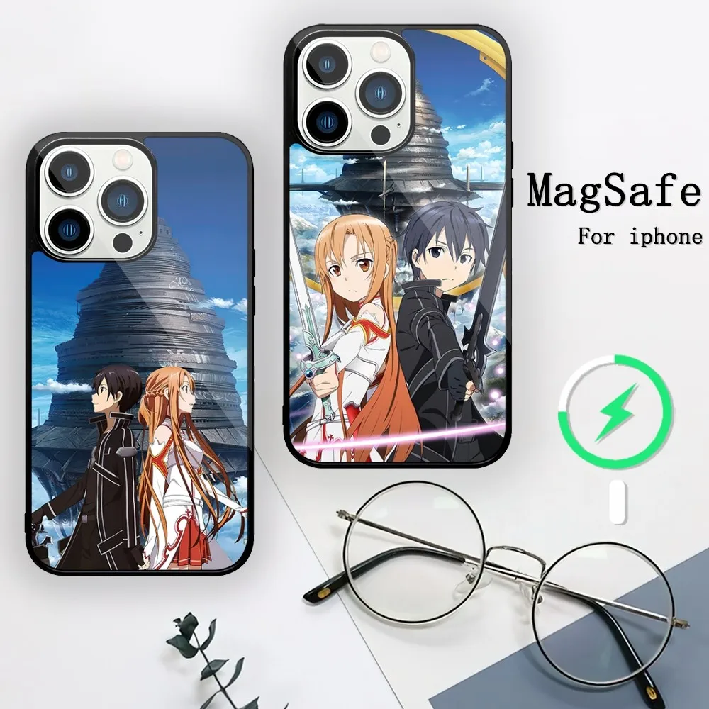 bilibili Anime Sword Art Online Phone Case For iPhone 11 12 13 14 15 Mini Pro XS Max X S Plus XR Magnetic Attraction Shell