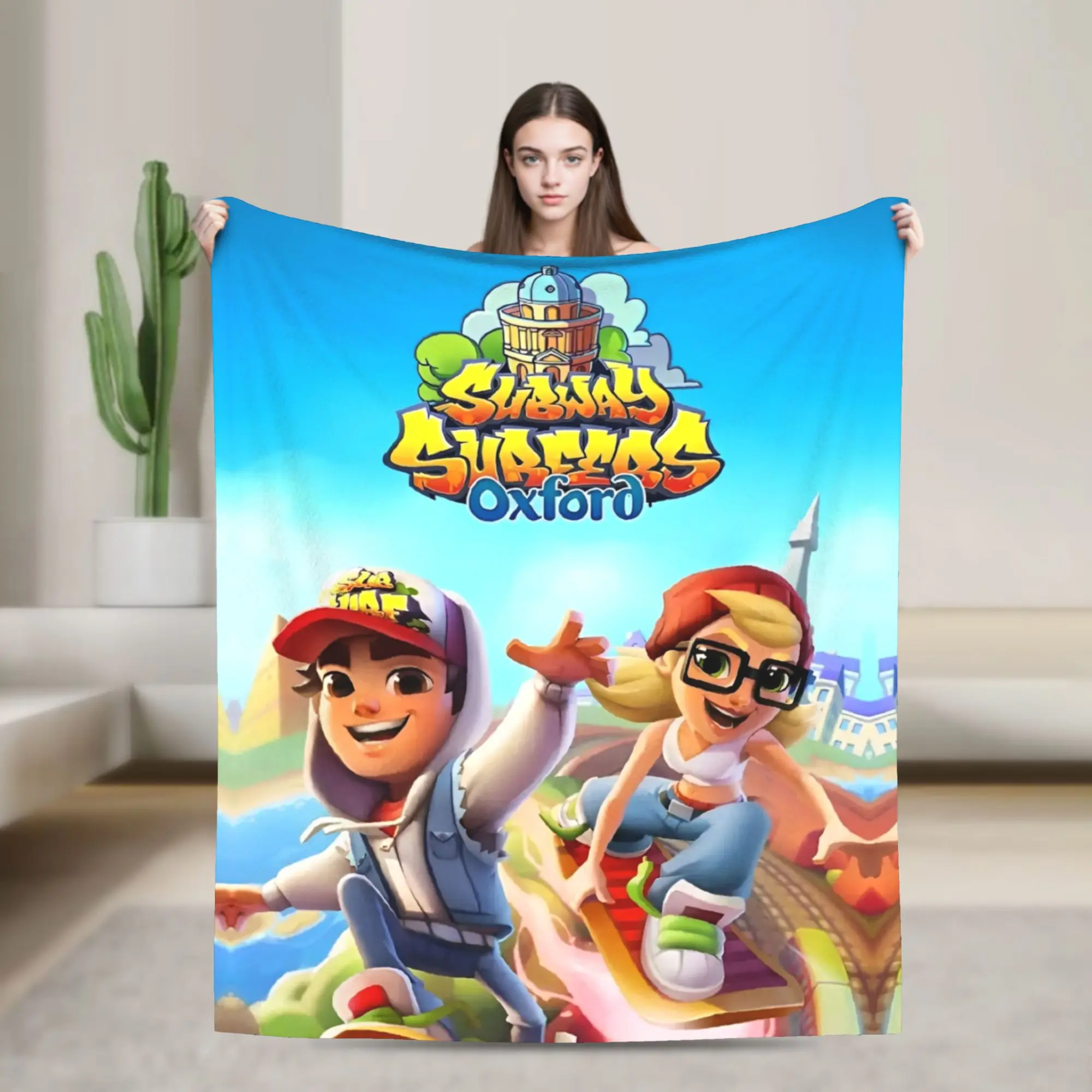 

Одеяло Subway Surfers Оксфорд, фланелевые легкие пледы для путешествий в самолете, покрывало