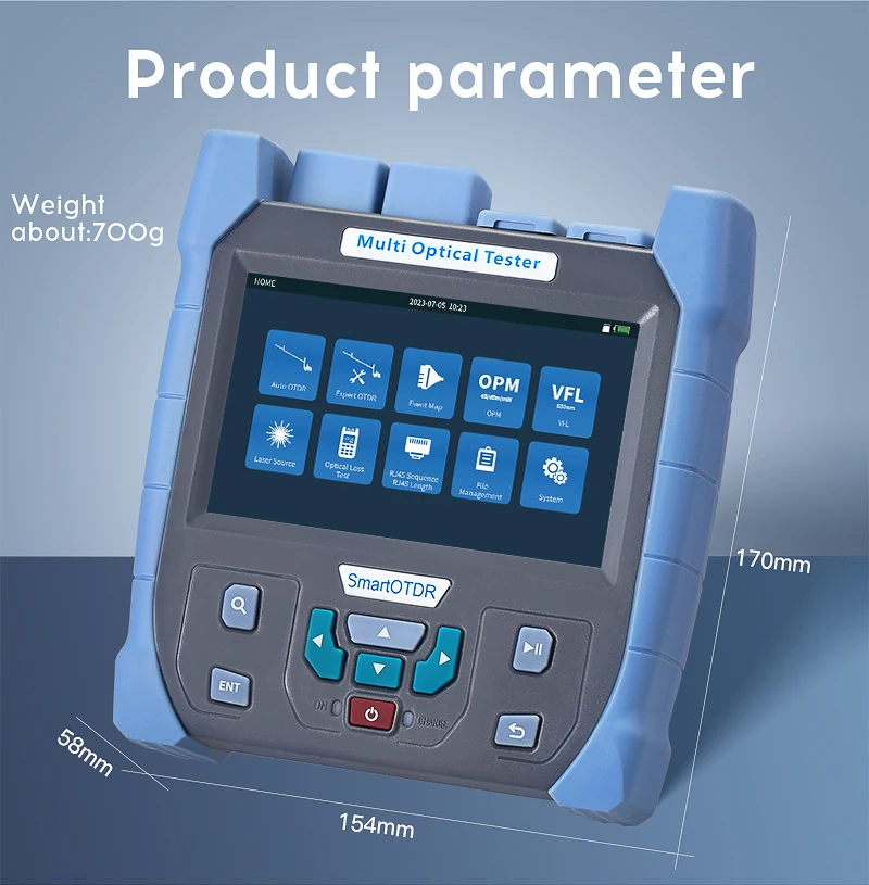 

AUA-700U/A Mini OTDR Test 1310/1550nm Optical Fiber Reflectometer Touch Screen OPM VFL OLS Event Map Fiber Tester