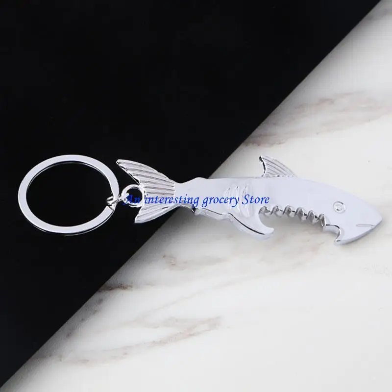 652d فتحة زجاجة ميني ميني مفتاح Pocket Keyring Pocket Shark Shark Beer Bottle