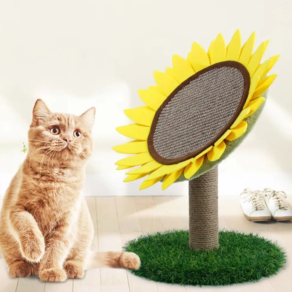 Sisal Cat Scratching Board Sunflower Shape Durable Scratcher Toy