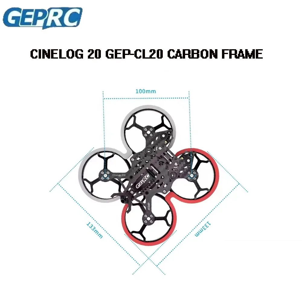 CineLog 20 GEP-CL20 Estrutura de carbono com distância entre eixos de 2 polegadas e 100 mm com proteção de suporte para ventiladores de quadricóptero FPV internos