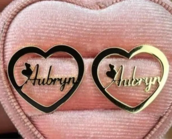 Pendientes de acero inoxidable con nombre, pendientes con forma de corazón y letras, personalizados, regalos personalizados para el día de la madre