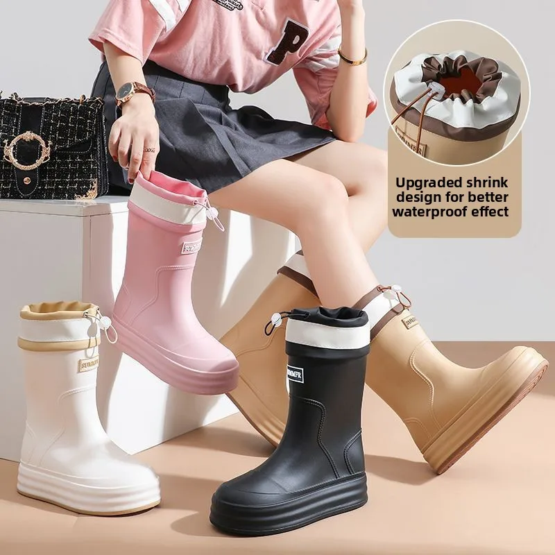 2026 Lady Rain Boots Fashion Non-slip Soft Comfort Waterproof Rain Boots Women Outdoor Hiking School Rainy Days On Foot Camping