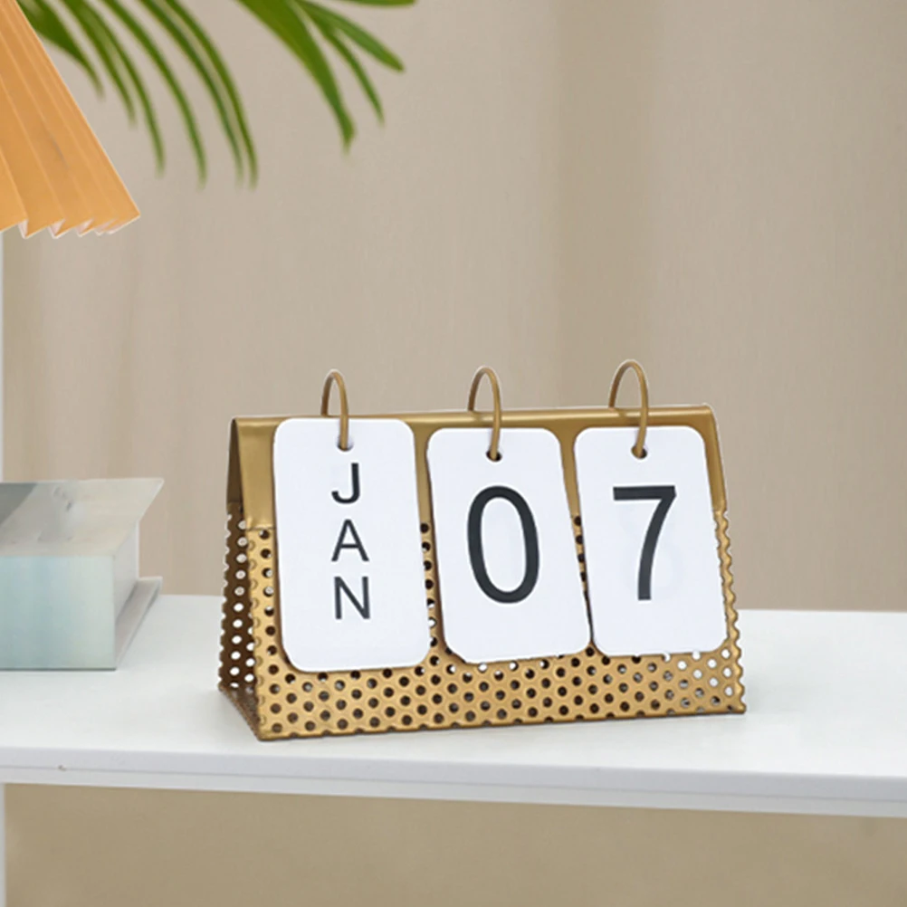 

Metal Desk Calendar 2023 Sturdy Iron Frame Clear Printed Pages Desk Small Office Bedroom Desktop Tabletop Ornament Gift