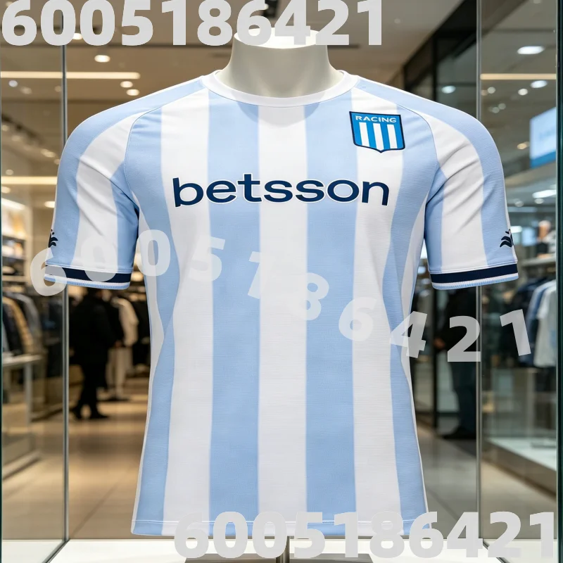 Camiseta de Fútbol para Hombre del Racing Club, Versión Aficionado, Primera División Argentina, Azul Claro con Rayas Blancas, para Niños y Familiares