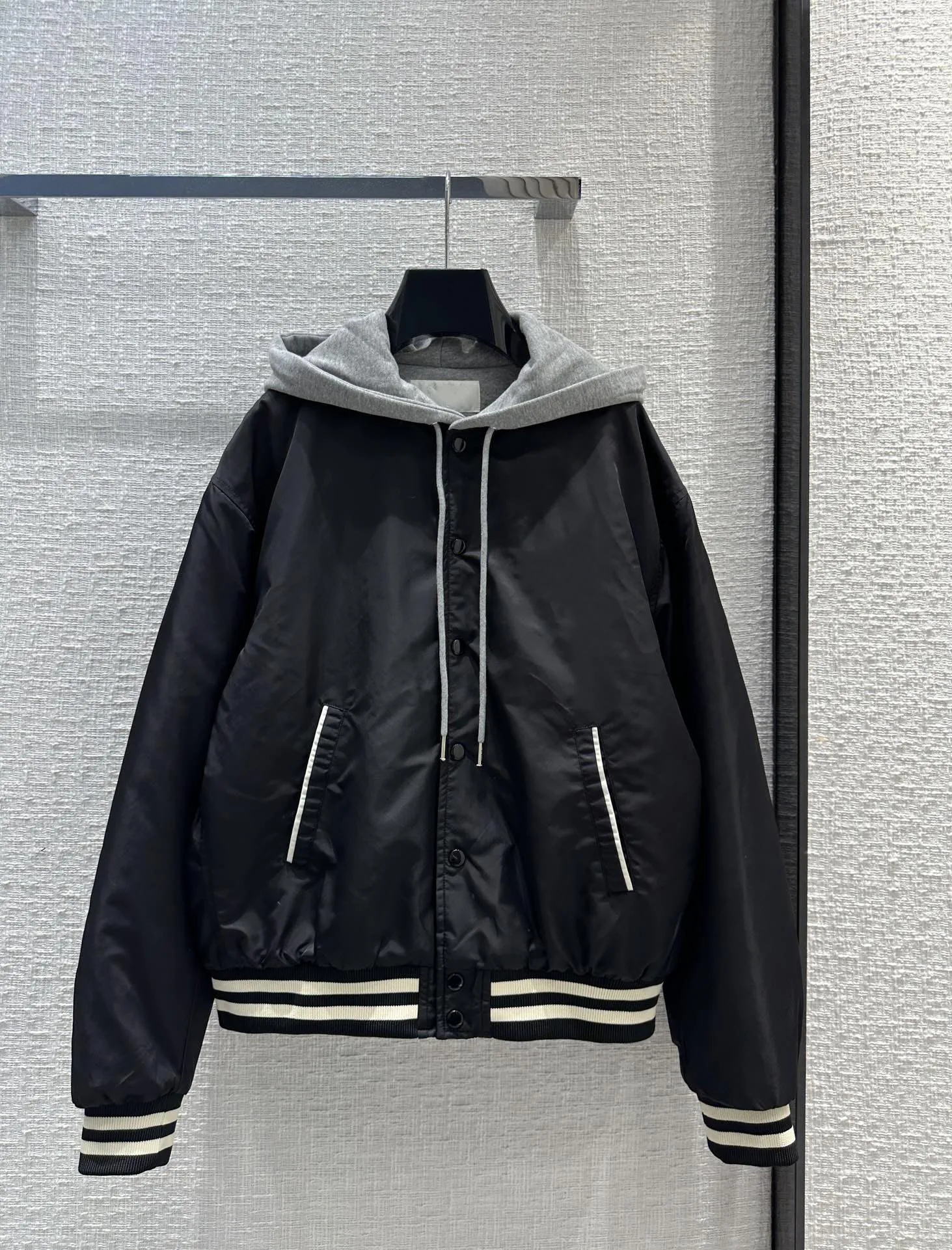 

hooded baseball jacket