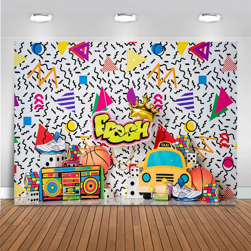 Back to 90S 80S Party Fresh Photo Background Children Birthday Cake Smash Photography Backdrop Kids Portrait Photo Studio Props