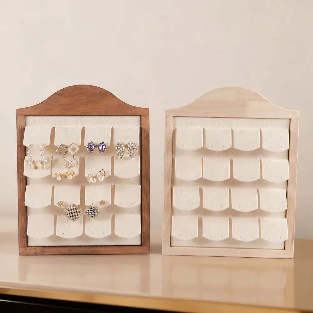 

Solid Wood Jewelry Display Stand Vertical Velvet Inserts Earring Display Organizer Multi-Layer Multi-Compartments Jewelry Tray
