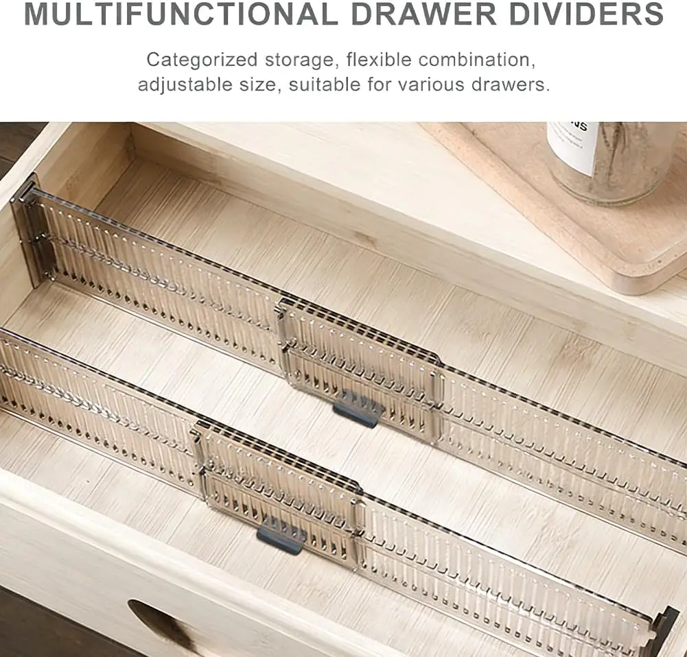 Adjustable Kitchen Drawer Dividers, Expandable Organizer for Dresser or Clothing Drawers, Deep Drawer Separators