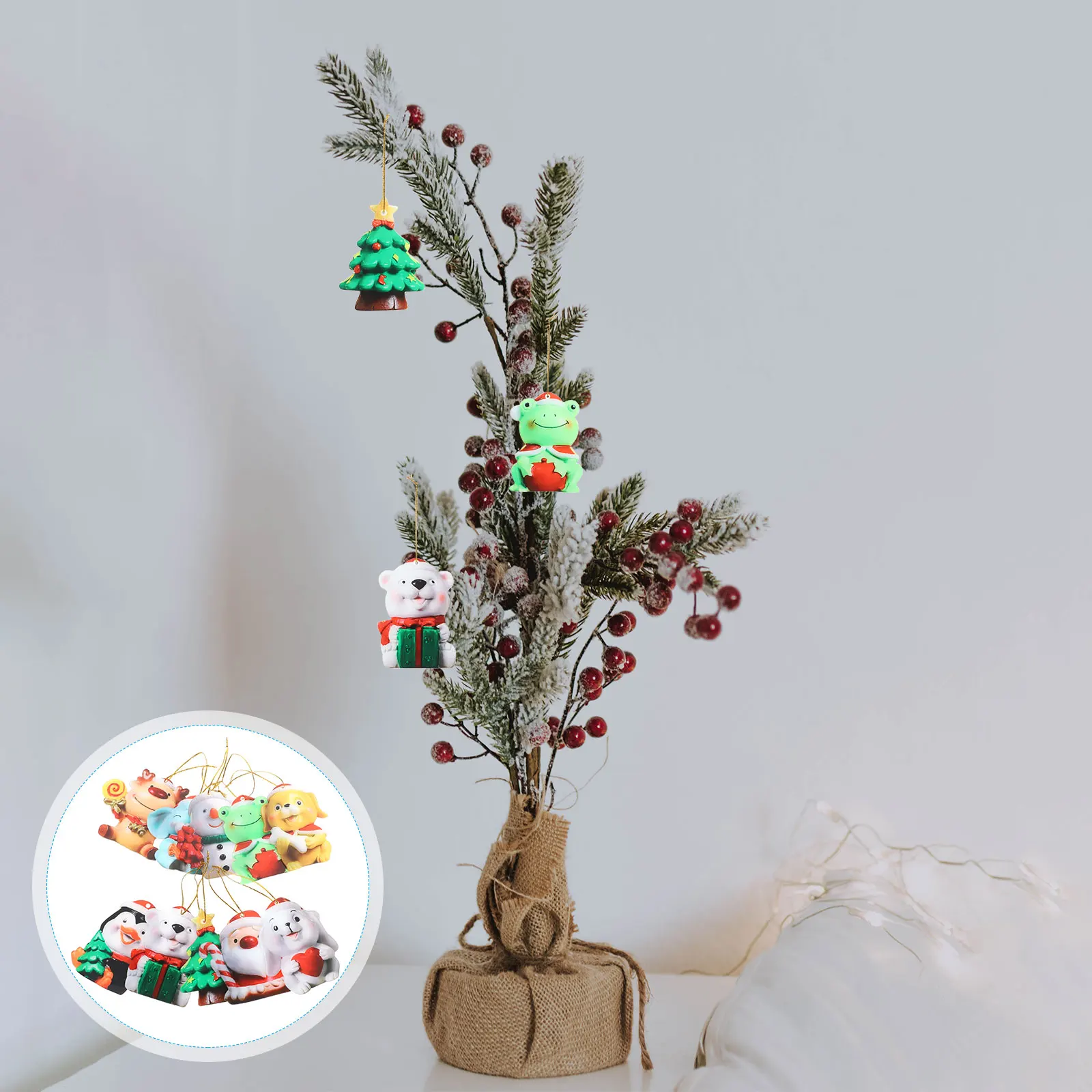 

10 Pcs Tree Christmas Ornaments Hanging Decor Cute Decorations Acrylic Holiday Man