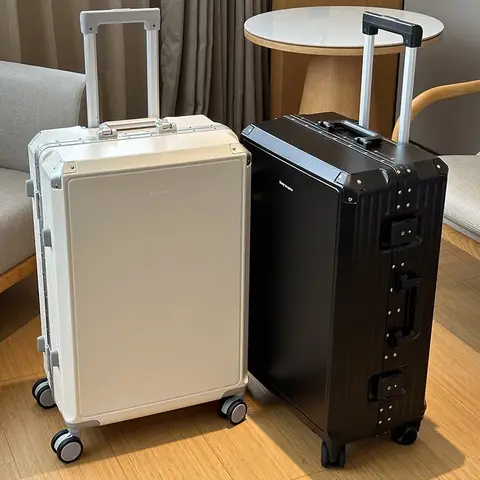 대용량 수하물 케이스 바퀴가 달린 범용 PC 여행 가방 알루미늄 프레임 패션 비밀번호 경량 수하물