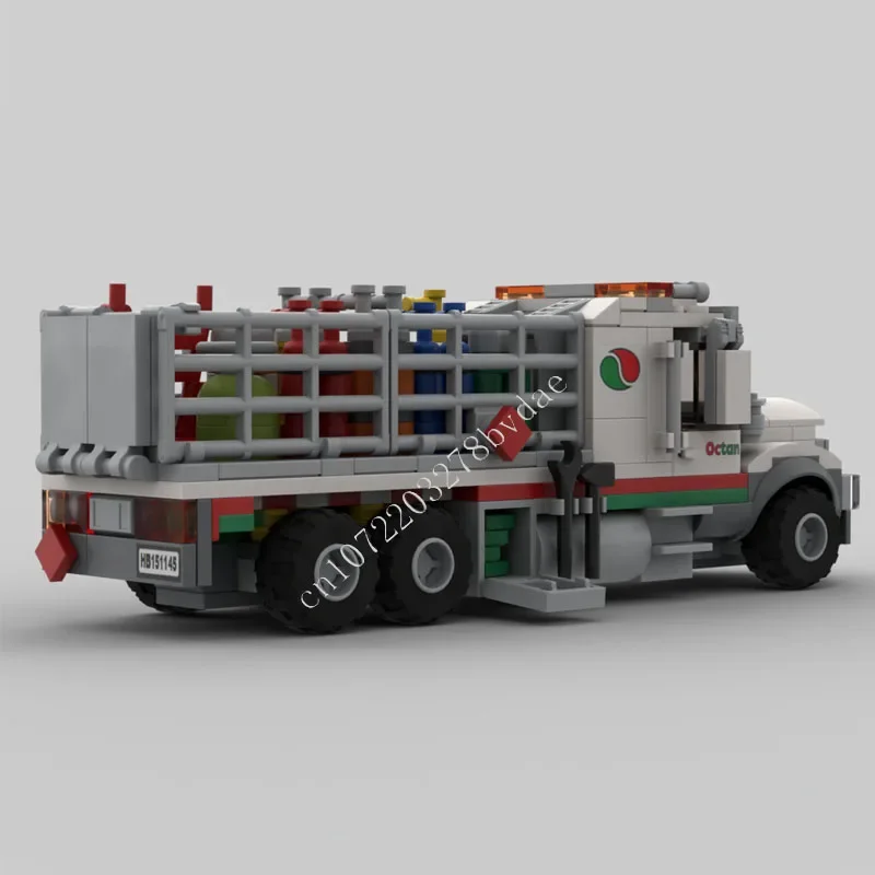 304PCS Octan Gas Cylinder Delivery Truck MOC Creative street view Model Building Blocks Architecture DIY Assembly Model Toy Gift