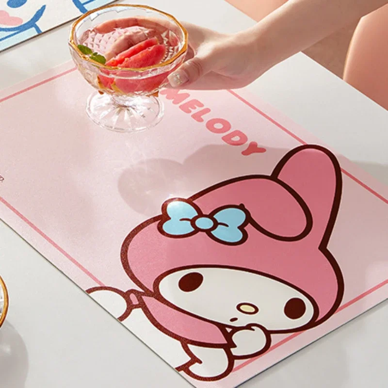 New Sanrio Kawaii Hello Kitty My Melody Cinnamoroll Children\'s Student Home Cartoon Dining Table Wash-free Insulated Placemat