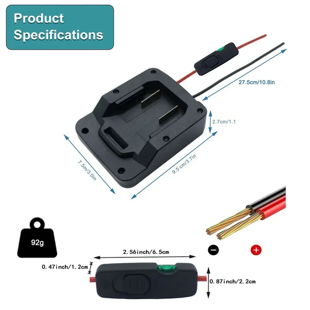 Battery Adapter For PARKSIDE X20V TEAM With Fuse & Switch Power Connector Prevent Excessive Current Adapter Power Tool Parts