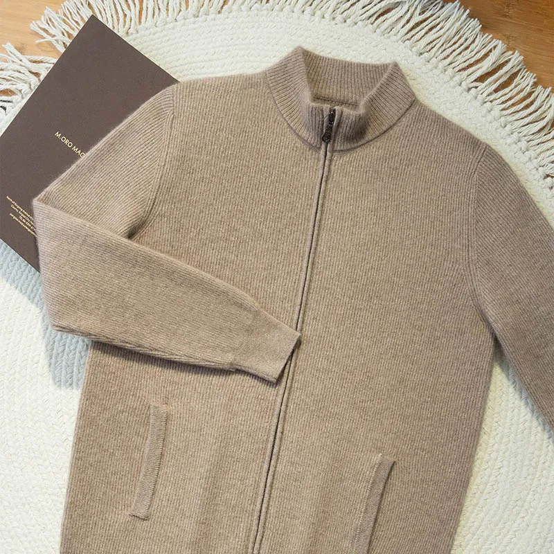 

ANGEL 2025 мужской 100% кашемировый свитер, кардиган на молнии с воротником-стойкой, весна-осень-зима, карманный дизайн, кашемировый трикотаж, теплые топы