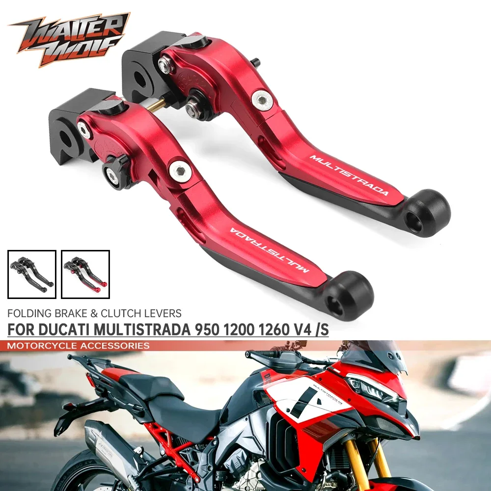 Folding Brake Clutch Levers For DUCATI MULTISTRADA 950 1260 1200 S DVT ENDURO 2010-2022 Motorcycle Accessories Handles LOGO