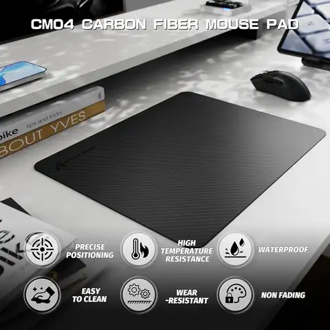 ATTACK SHARK CM04 Carbon Fiber Gaming Mouse Pad,Esports Mouse Mat G240,Durable Non-Slip Natural Rubber Base for Gamer/Desktop