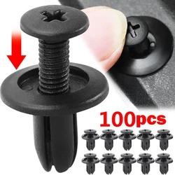 100PCS Plastic Rivets 8mm Fasteners Screw Car Bumper Fender Black Rivet Car Fastener Clips for Toyota Focus Kia Nissan Yamaha