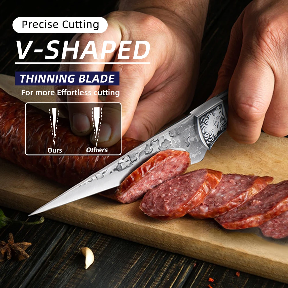 Hand-Forged Cleaver Kitchen Chef Knife High Carbon Clad Steel Sever Knife Meat Fish Fruit Vegetables Knife with Cover
