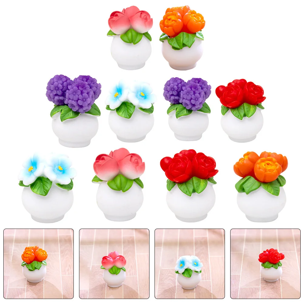 

10Pcs Miniature Bonsai Plant Small Potted Plant Decor Mini House DIY Craft Supplies Artificial Mini Plants for Desk Window Shelf