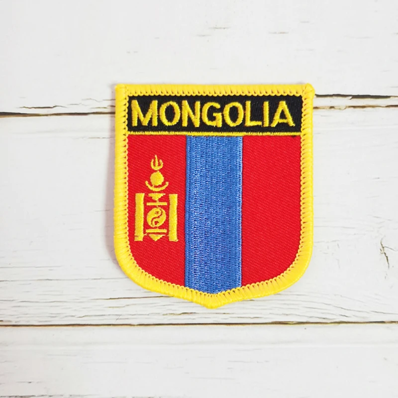 Distintivo della toppa del ricamo dello scudo della bandiera nazionale in tutto il mondo 6*7cm messico MONACO MAURITIUS MONGOLIA NEPAL nuova zelanda