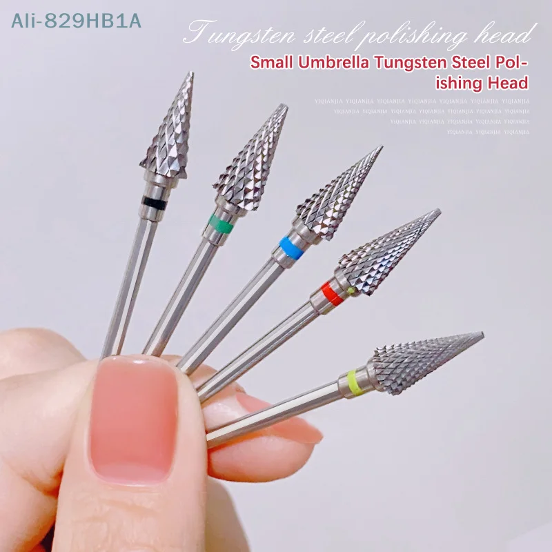 Brocas De Aço De Tungstênio, Ponta De Cone De Prego, Cutícula Elétrica Limpa, Rotary para Manicure, Pedicure, Cabeça De Moagem, Lixadeira, Ferramenta De Polimento