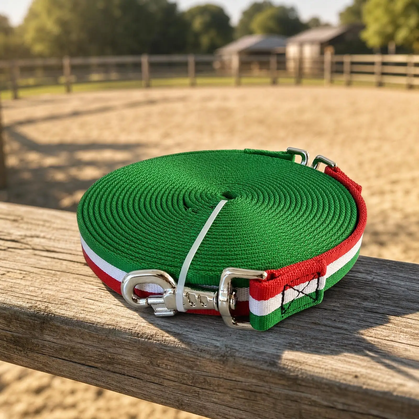 Polyester Horse Training Rope 8m Lunge Line Flat Woven with Metal Snap Hook for Equestrian Lunging Groundwork and Horse Handling