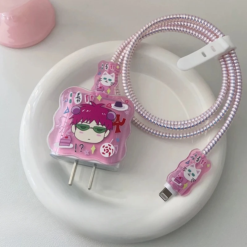 Neue Saiki Kusuo geeignet für Apple 20w Apple Charger Schutzhülle 18w Ladekopfabdeckung 15pro Datenkabel Schutzhülle – Detail 2