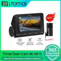 70mai 4K Dash Cam A810 Motion Detection Car DVR Set-in GPS ADAS STARVIS2 HDR Dual Channel Vision 24 Hours Parking Record 150°FOV