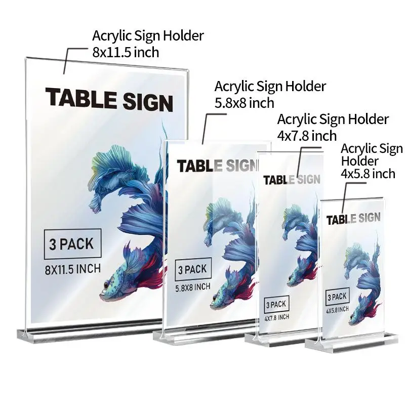.1Pc A4/A5/A6 Acrylic Sign Holder Desk Display Stand For Price Label Menu Rack Restaurant-Clear Plastic Sign Holder For Business