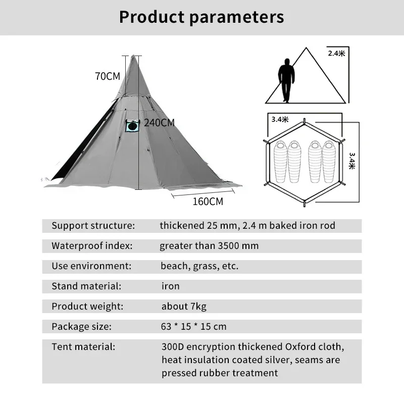 aluminium pvc outdoor pyramid camping Torino Tipi Hot Tents with Stove Jack Wind-Proof Warm Winter Canvas Tent