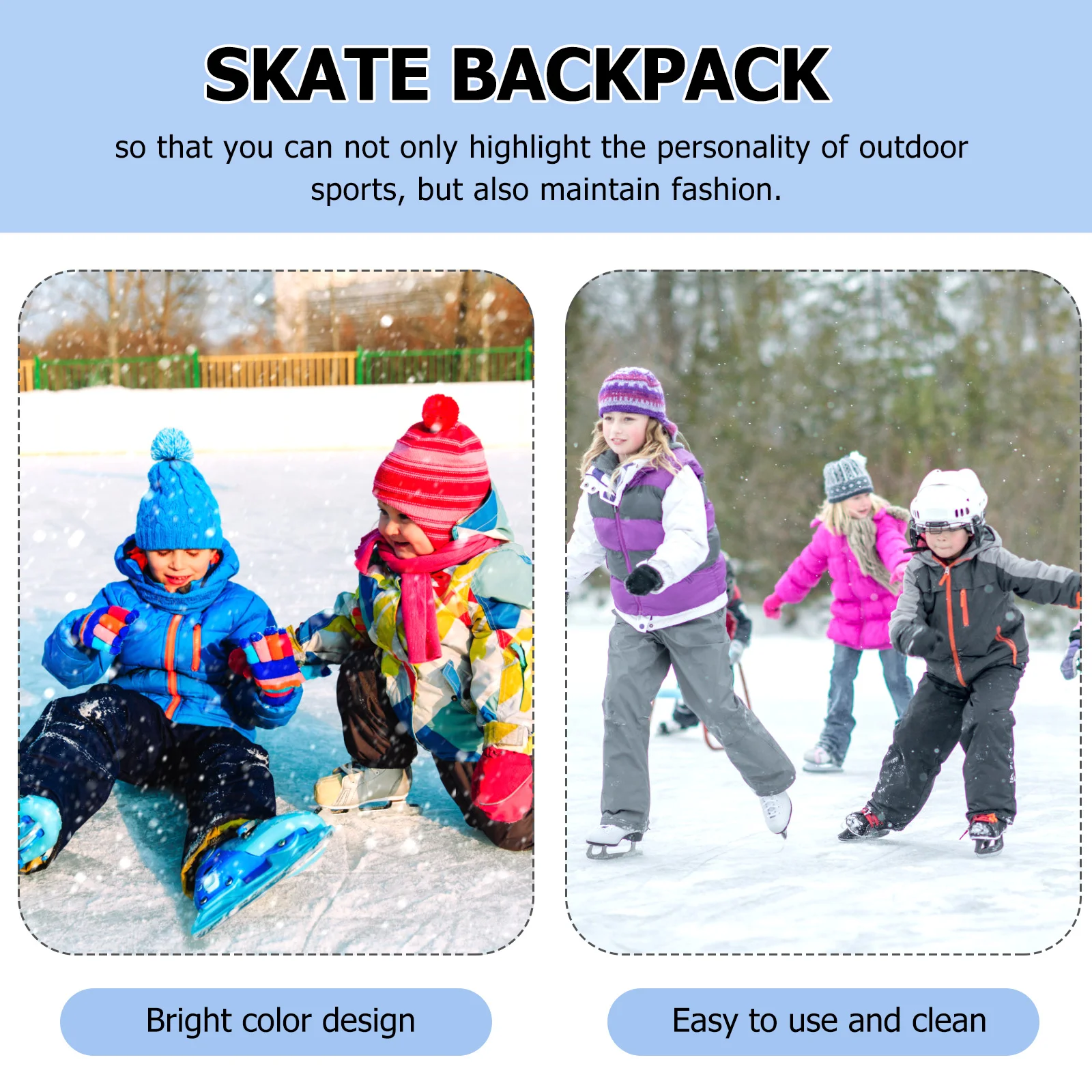 Roller Skates Backpack Ice Skate Carry Pouch Strong Handle Waterproof Material Easy Gear Organizer for Rink Park