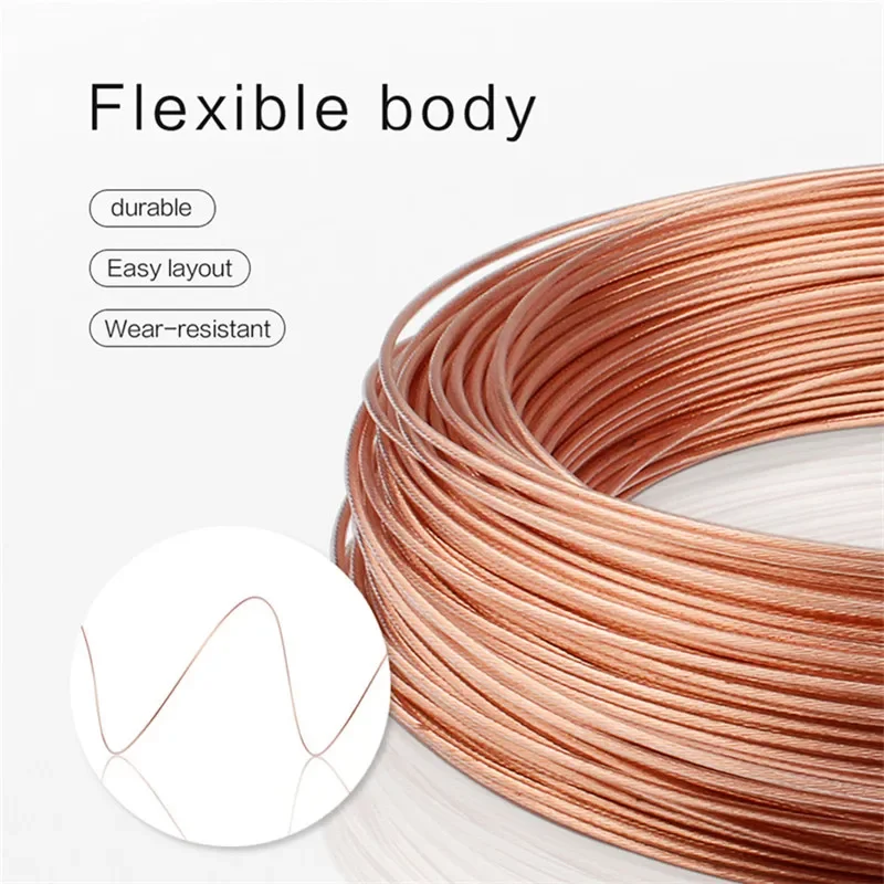 Speaker Wire 6N OCC Single Crystal Copper Hifi Upgrade Audio Line Cables 0.2 0.5 0.75 1 1.5 2 2.5 Square For Power Amplifier