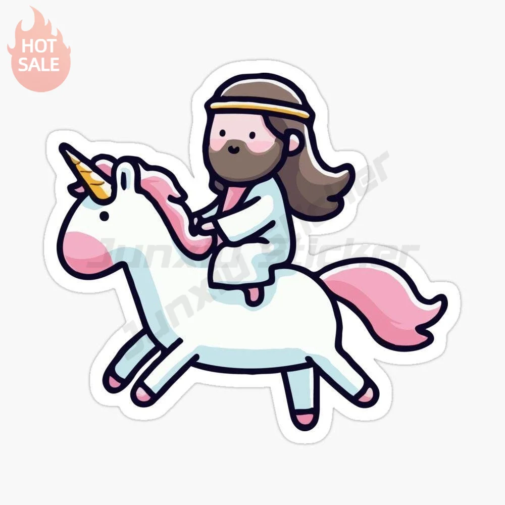Funny Fantasy Horse Cartoon Character Riding Humorous Novelty Vinyl Sticker For Car Window Waterproof Decal Car Accessories