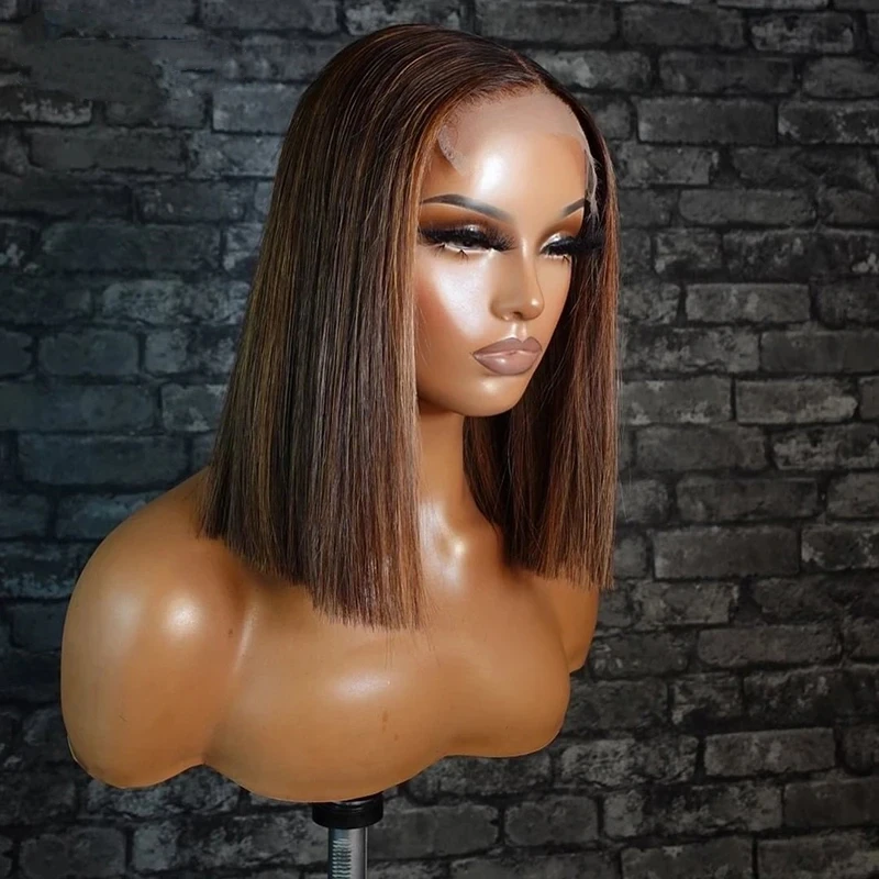 Ombre Chocolate Highlight Wig 100% Human Hair Brown Roots Ombre HD Lace Frontal Wigs For Women Human Hair Pre Plucked 13x4 Wig