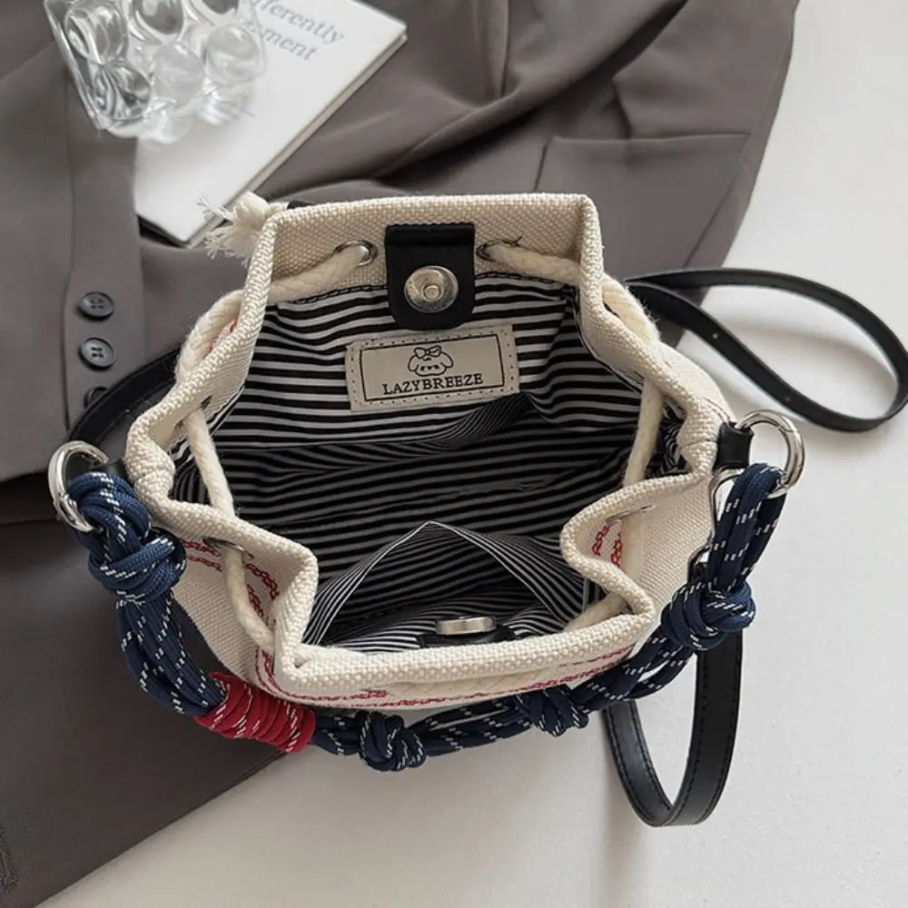 

Korean Style Retro Canvas Bucket Bags Purse Large Capacity Patchwork String Crossbody Bag Wallet Bags Crossbody Bag