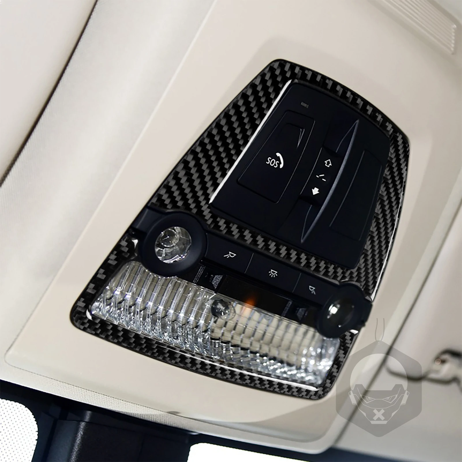 Carbon Fiber Car Accessories Front Reading Light Interior Trim Cover Soft Sticker For BMW 7 Series F01 730li 740li 750li 2009-14 view 2